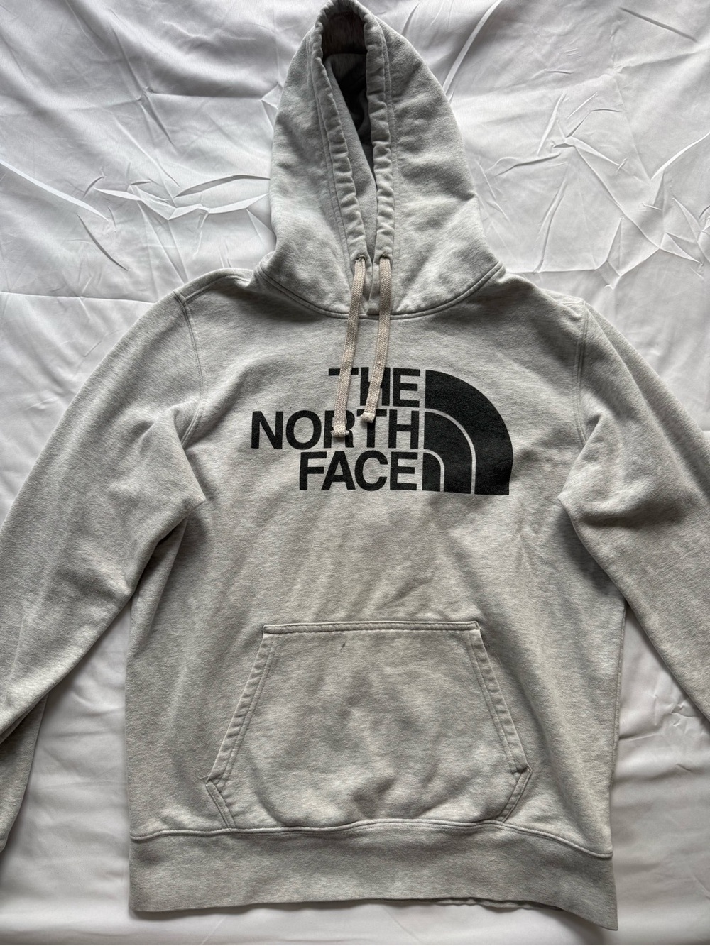 The North Face Light Gray Black Logo Pullover Hoodie Sweatshirt